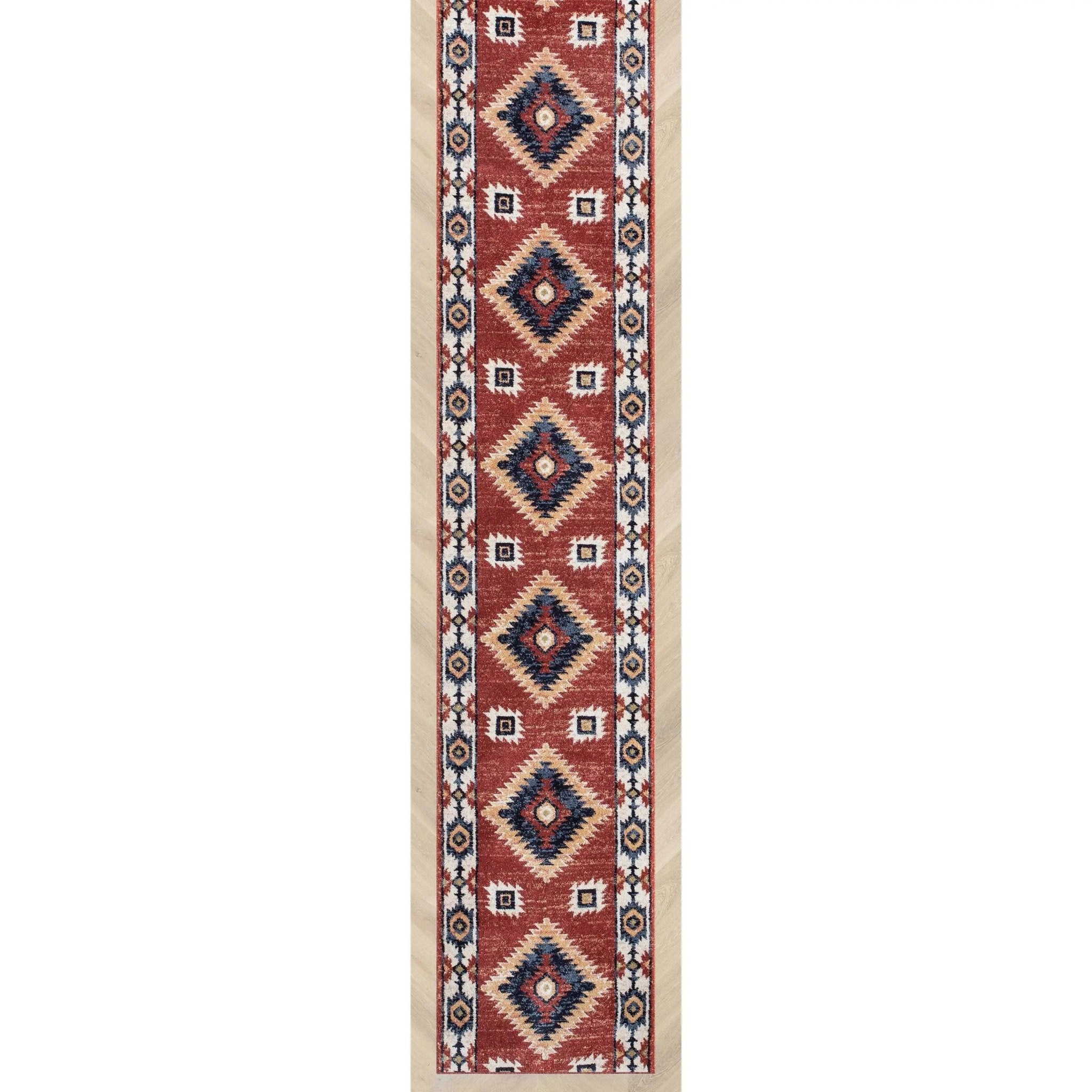 Custom Size Runner Lea Southwestern Red Choose Your Width x Choose Your Length Hallway Runner Rug Well Woven