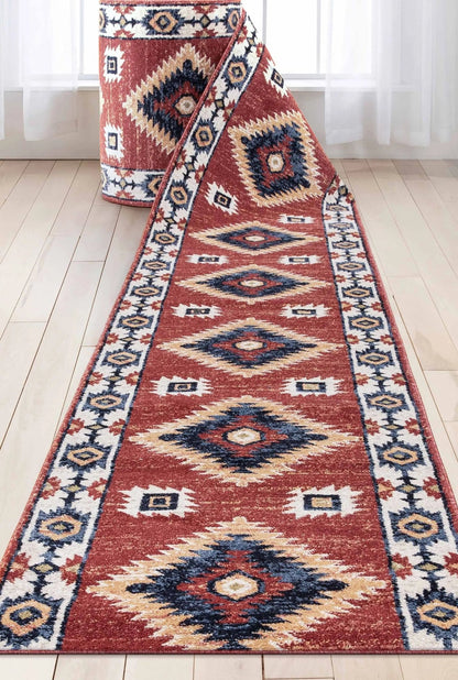 Custom Size Runner Lea Southwestern Red Choose Your Width x Choose Your Length Hallway Runner Rug Well Woven