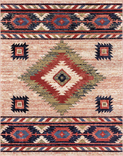 Lea Cream Traditional Southwestern Tribal Rug Well Woven