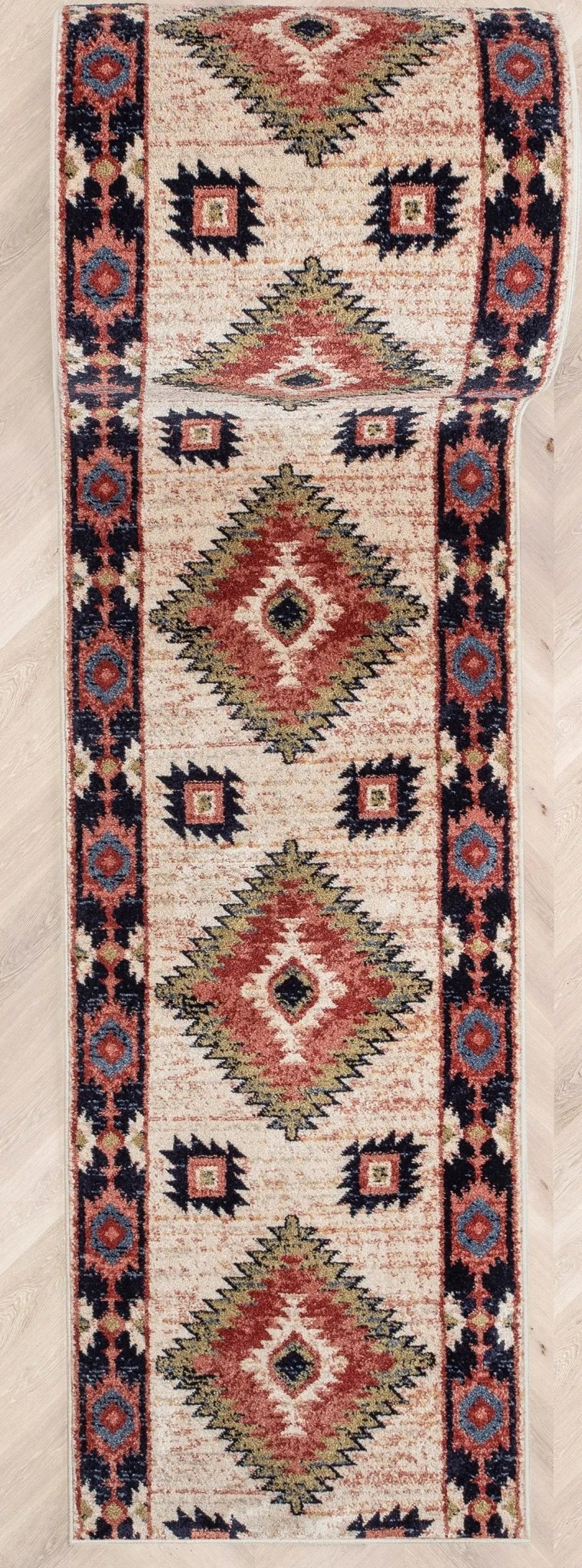 Custom Size Runner Lea Southwestern Tribal Ivory Choose Your Width x Choose Your Length Hallway Runner Rug Well Woven