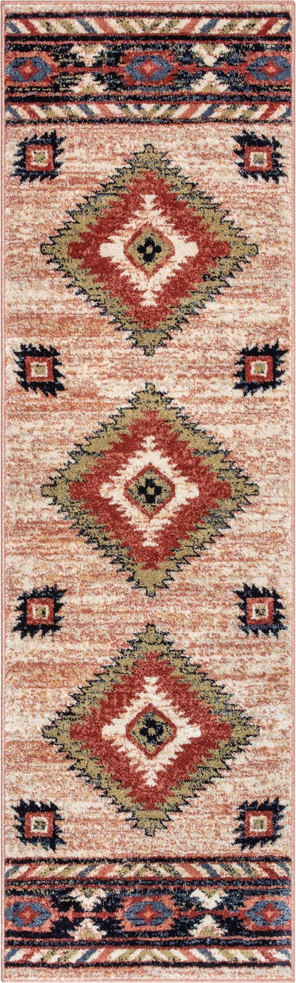 Lea Cream Traditional Southwestern Tribal Rug Well Woven