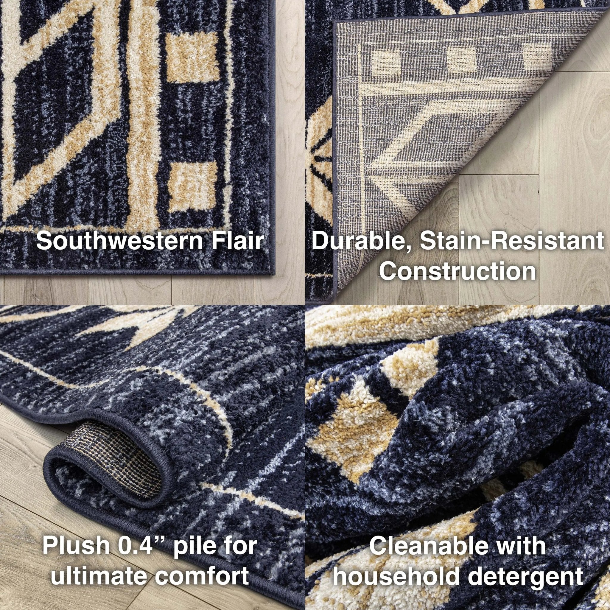 Canton Southwestern Tribal Bohemian Blue Rug Well Woven