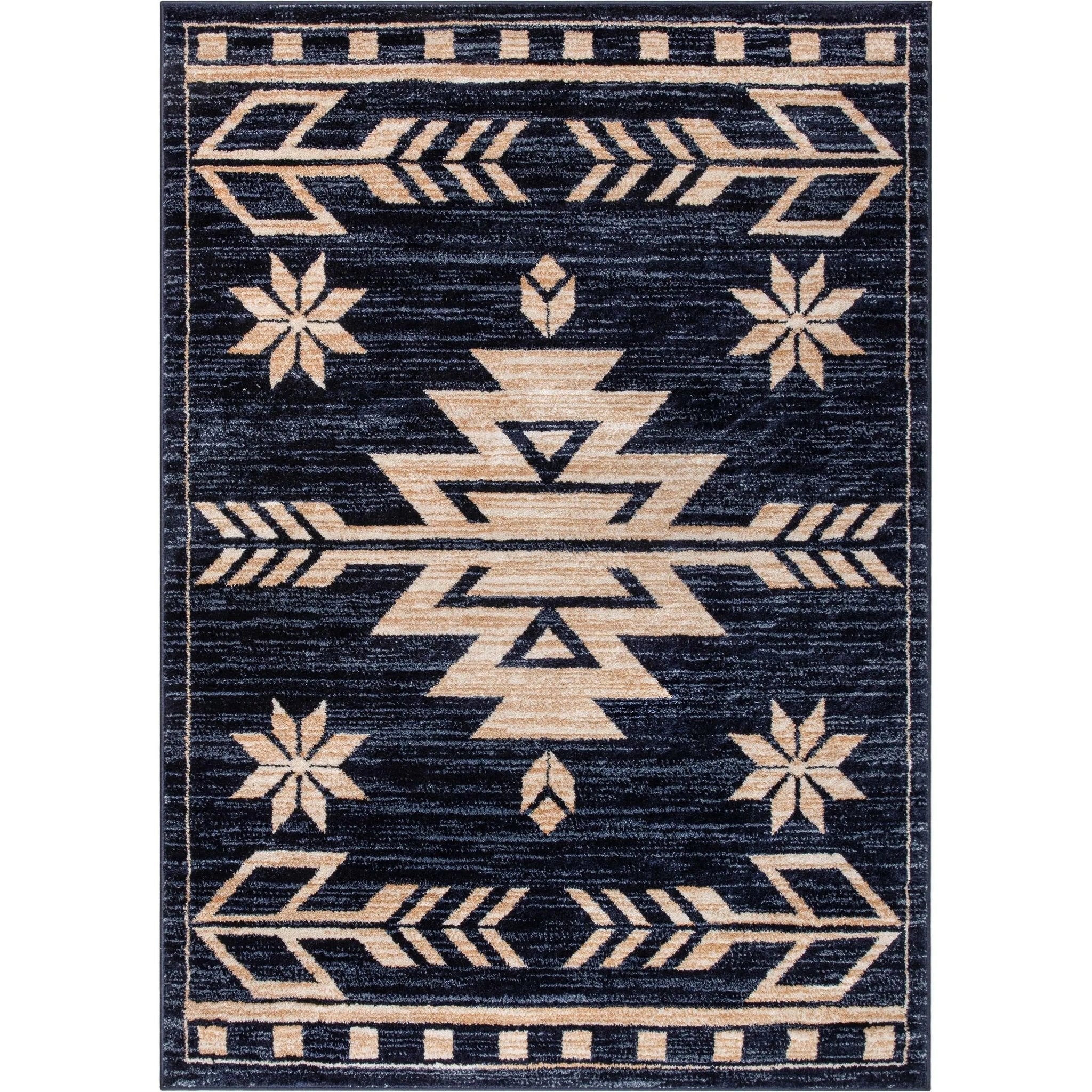 Canton Southwestern Tribal Bohemian Blue Rug Well Woven