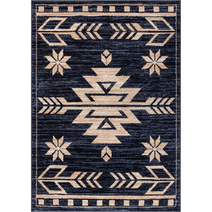Canton Southwestern Tribal Bohemian Blue Rug Well Woven