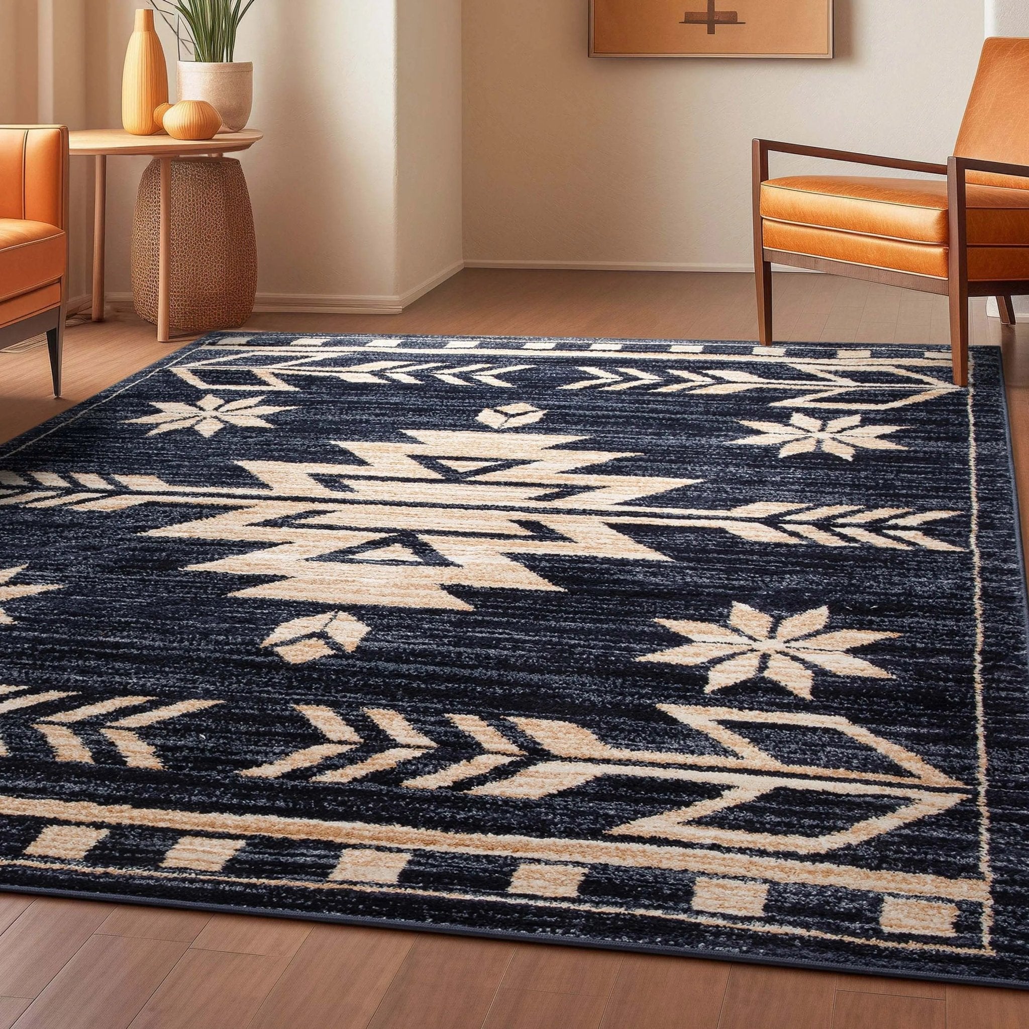 Canton Southwestern Tribal Bohemian Blue Rug Well Woven