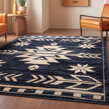Canton Southwestern Tribal Bohemian Blue Rug Well Woven