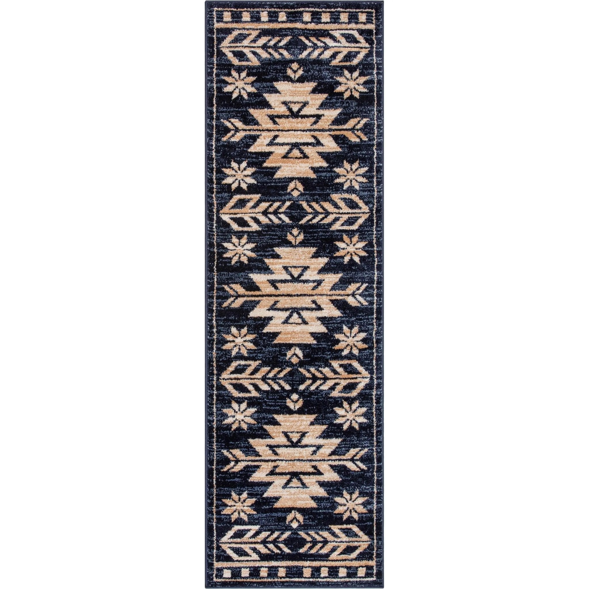 Canton Southwestern Tribal Bohemian Blue Rug Well Woven
