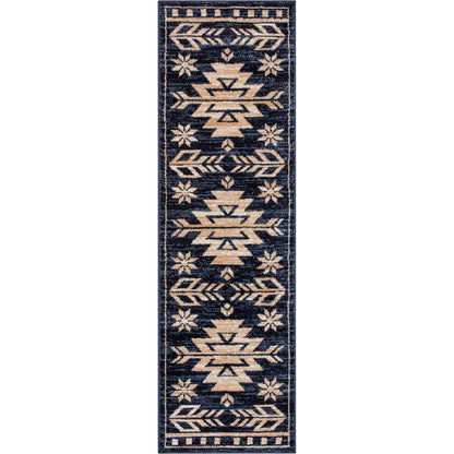 Canton Southwestern Tribal Bohemian Blue Rug Well Woven