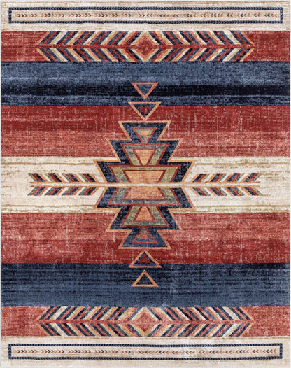 Dustin Southwestern Tribal Medallion Crimson Rug Well Woven