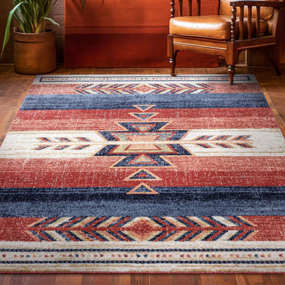 Dustin Southwestern Tribal Medallion Crimson Rug Well Woven