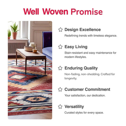 Dustin Southwestern Tribal Medallion Crimson Rug Well Woven