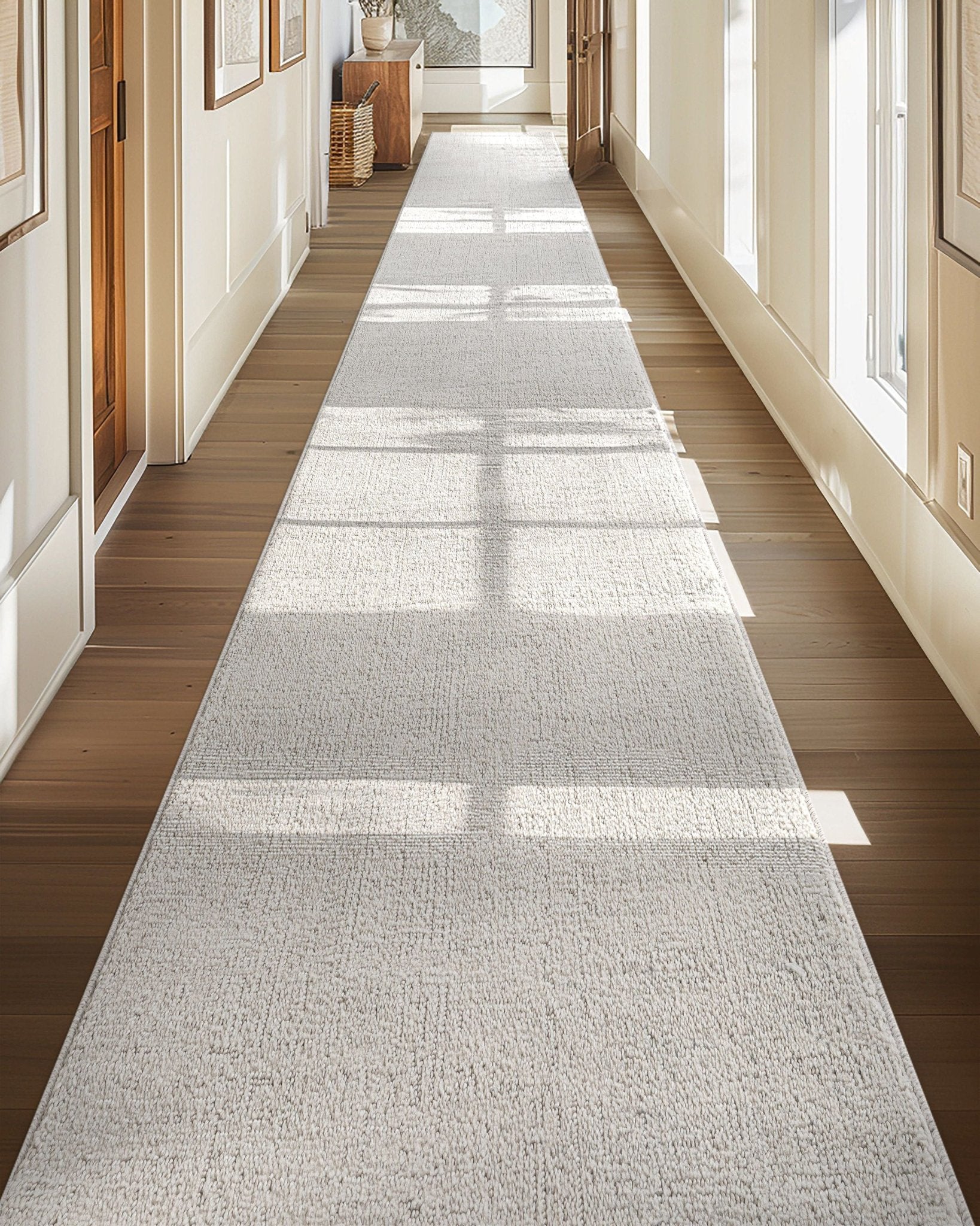 Custom Size Hallway & Stair Runner - Como Ivory Choose Your Width x Choose Your Runner Length- Made to Order Runner - Ultra-Soft,  Tweed Tonal Colors - Looped Pile Well Woven