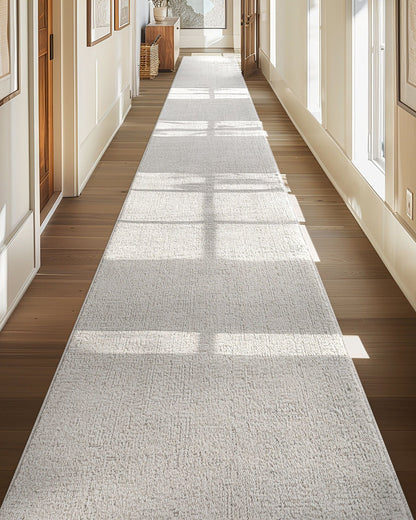 Custom Size Hallway & Stair Runner - Como Ivory Choose Your Width x Choose Your Runner Length- Made to Order Runner - Ultra-Soft,  Tweed Tonal Colors - Looped Pile Well Woven