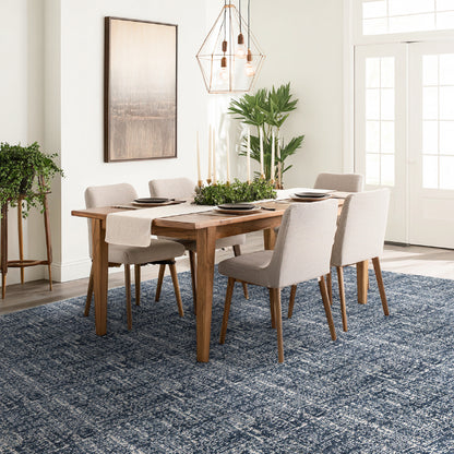 VEL-02 Well Woven Velluto Como Dark Blue Dining Room Scene