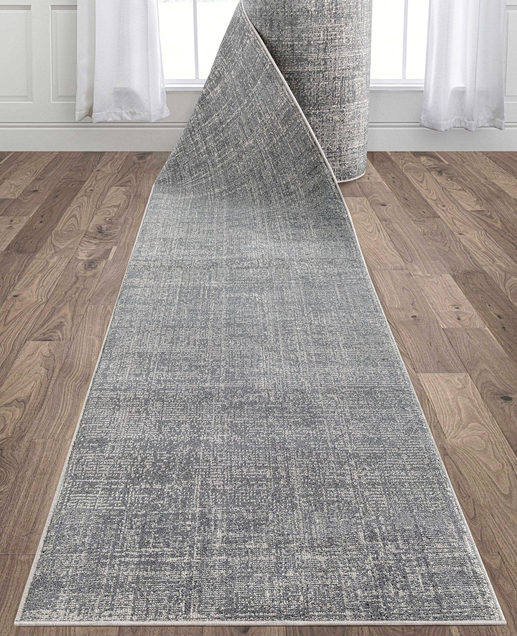 Custom Size Hallway & Stair Runner - Como Ivory Grey Choose Your Width x Choose Your Runner Length- Made to Order Runner - Ultra-Soft,  Tweed Tonal Colors - Looped Pile Well Woven