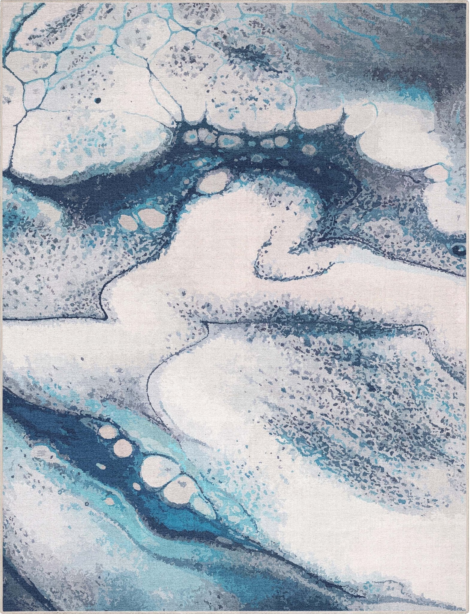 Tokyo Abstract Marble Blue Flatweave Rug Well Woven