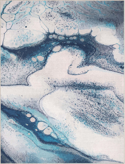 Tokyo Abstract Marble Blue Flatweave Rug Well Woven