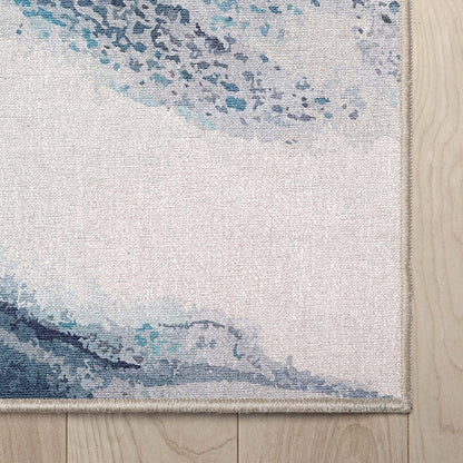 Tokyo Abstract Marble Blue Flatweave Rug Well Woven