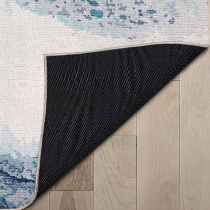 Tokyo Abstract Marble Blue Flatweave Rug Well Woven