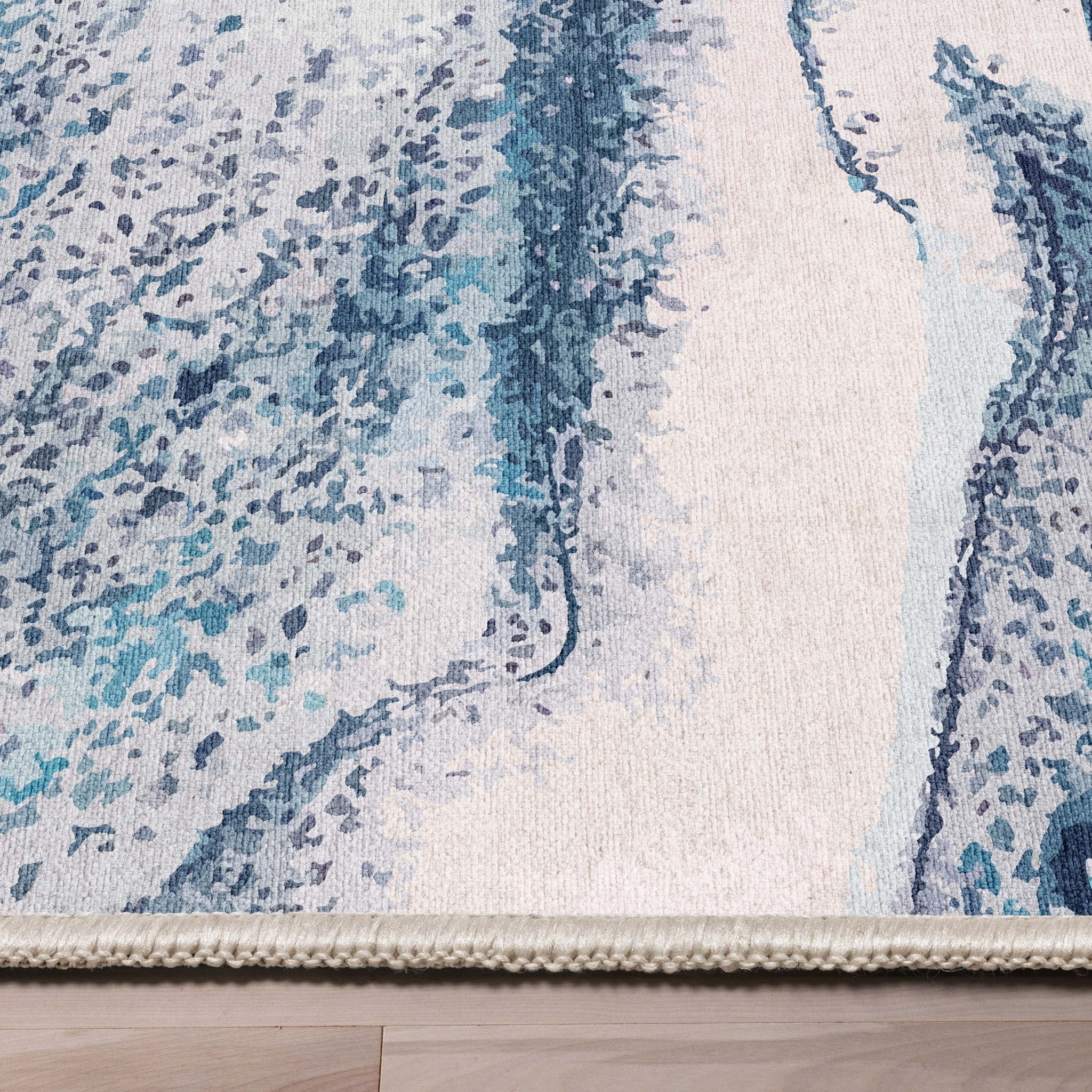 Tokyo Abstract Marble Blue Flatweave Rug Well Woven