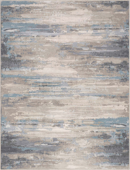 Tuscany Abstract Brushstroke Beige Blue Flatweave Rug Well Woven