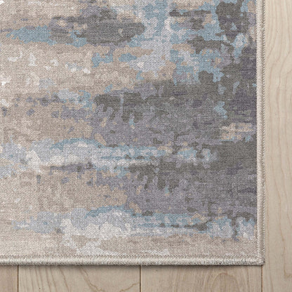 Tuscany Abstract Brushstroke Beige Blue Flatweave Rug Well Woven