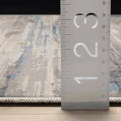 Tuscany Abstract Brushstroke Beige Blue Flatweave Rug Well Woven