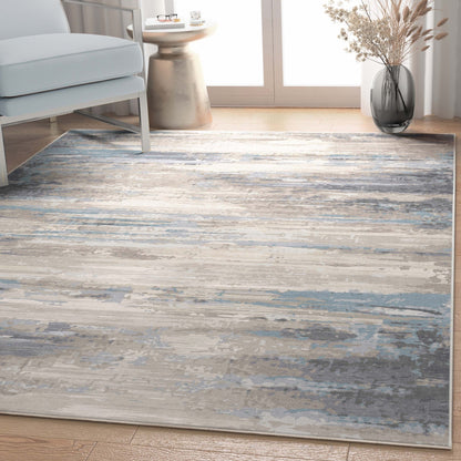 Tuscany Abstract Brushstroke Beige Blue Flatweave Rug Well Woven