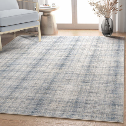 Rio Abstract Plaid Blue Cream Flatweave Rug Well Woven