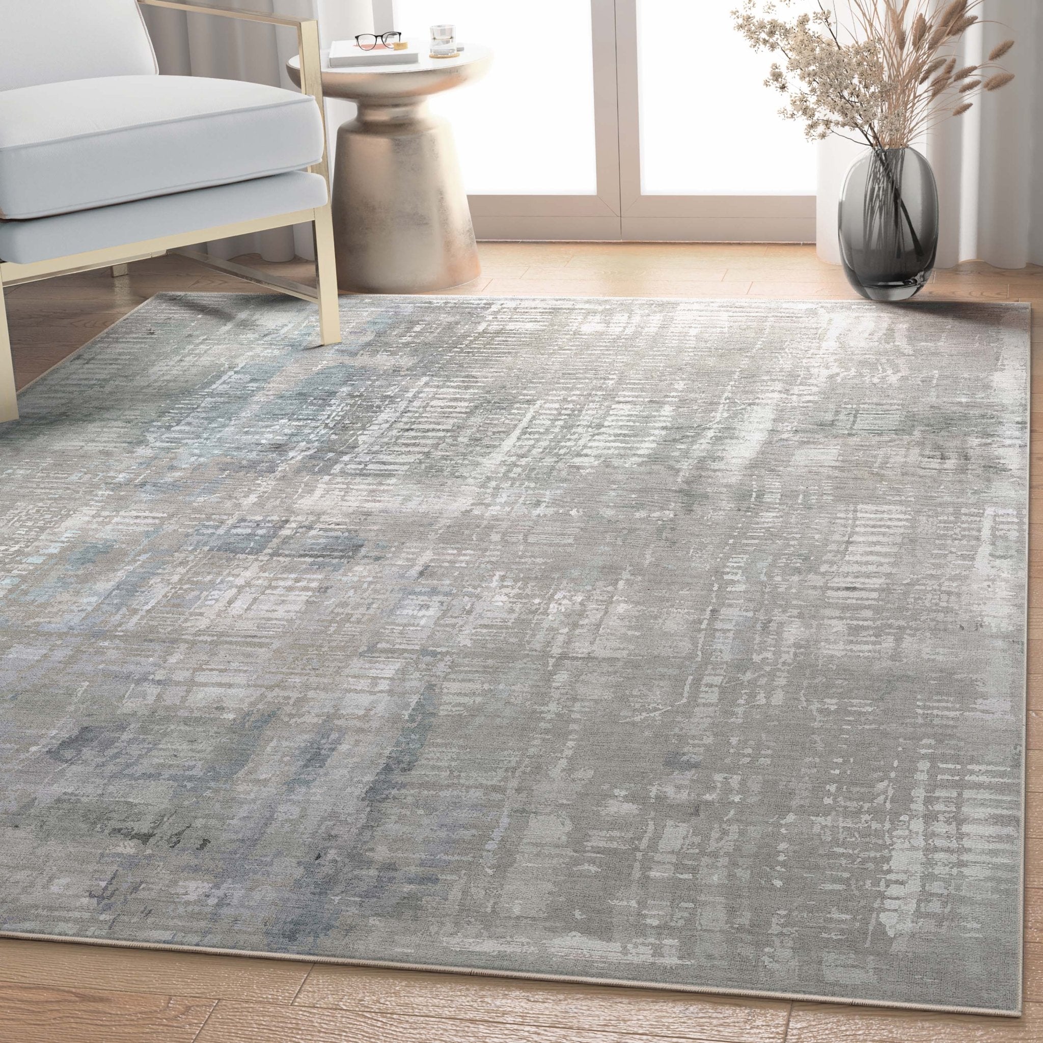 Bauhaus Abstract Geometric Lines Beige Blue Flatweave Rug Well Woven