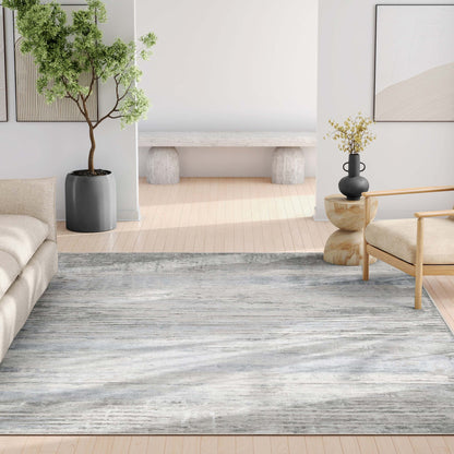 Havana Abstract Geometric Lines Beige Blue Flatweave Rug Well Woven