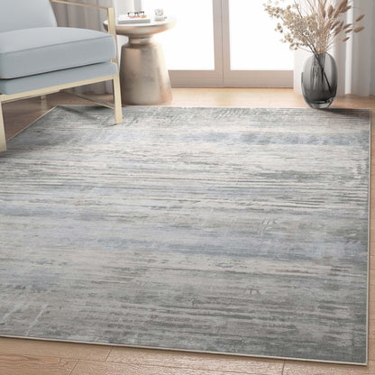 Havana Abstract Geometric Lines Beige Blue Flatweave Rug Well Woven