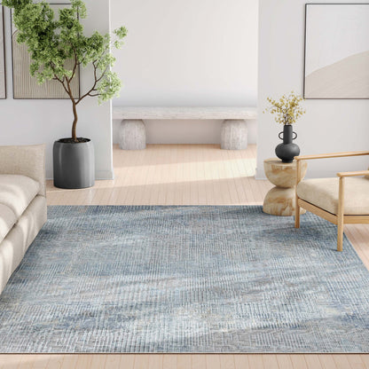 Acropolis Abstract Geometric Lines Blue Flatweave Rug Well Woven