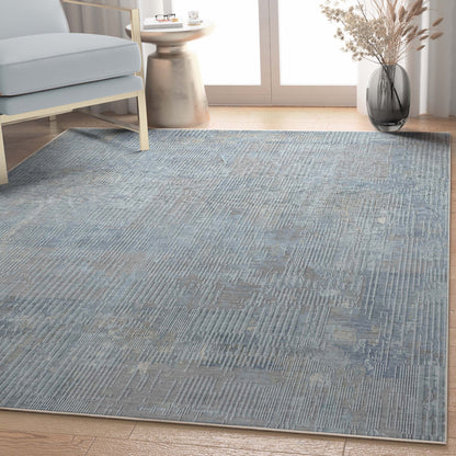 Acropolis Abstract Geometric Lines Blue Flatweave Rug Well Woven