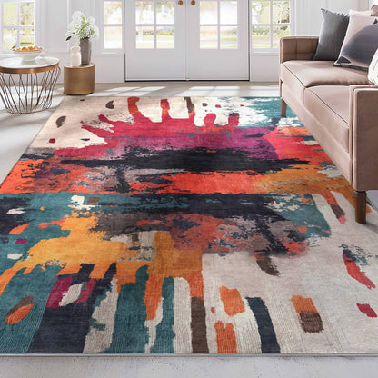Apollo Chromatic Splash – Bold Paint-Splatter Flat Woven Multicolor Rug Well Woven