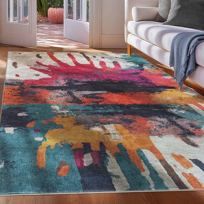 Apollo Chromatic Splash – Bold Paint-Splatter Flat Woven Multicolor Rug Well Woven