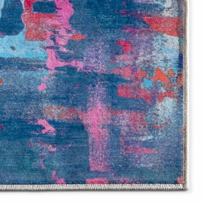 Apollo Aurora Bloom – Hand-Print Floral Abstract Flat Woven Multicolor Rug Well Woven