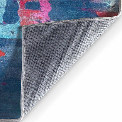 Apollo Aurora Bloom – Hand-Print Floral Abstract Flat Woven Multicolor Rug Well Woven