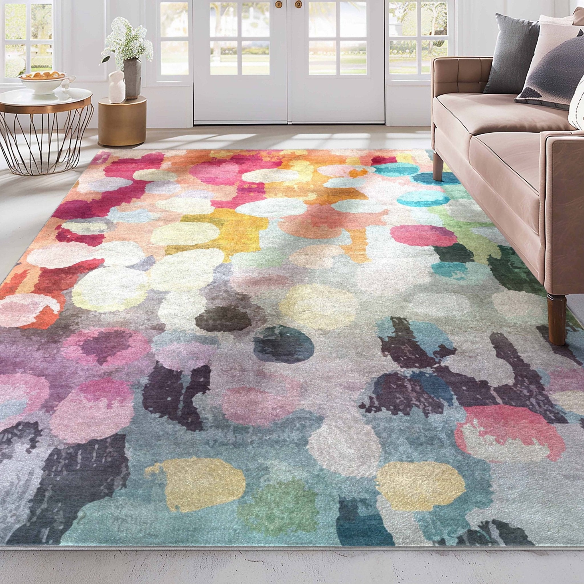 Apollo Galets d’Aquarelle – Abstract Watercolor & Pebble Flat Woven Multicolor Rug Well Woven