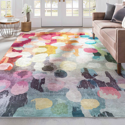 Apollo Galets d’Aquarelle – Abstract Watercolor & Pebble Flat Woven Multicolor Rug Well Woven