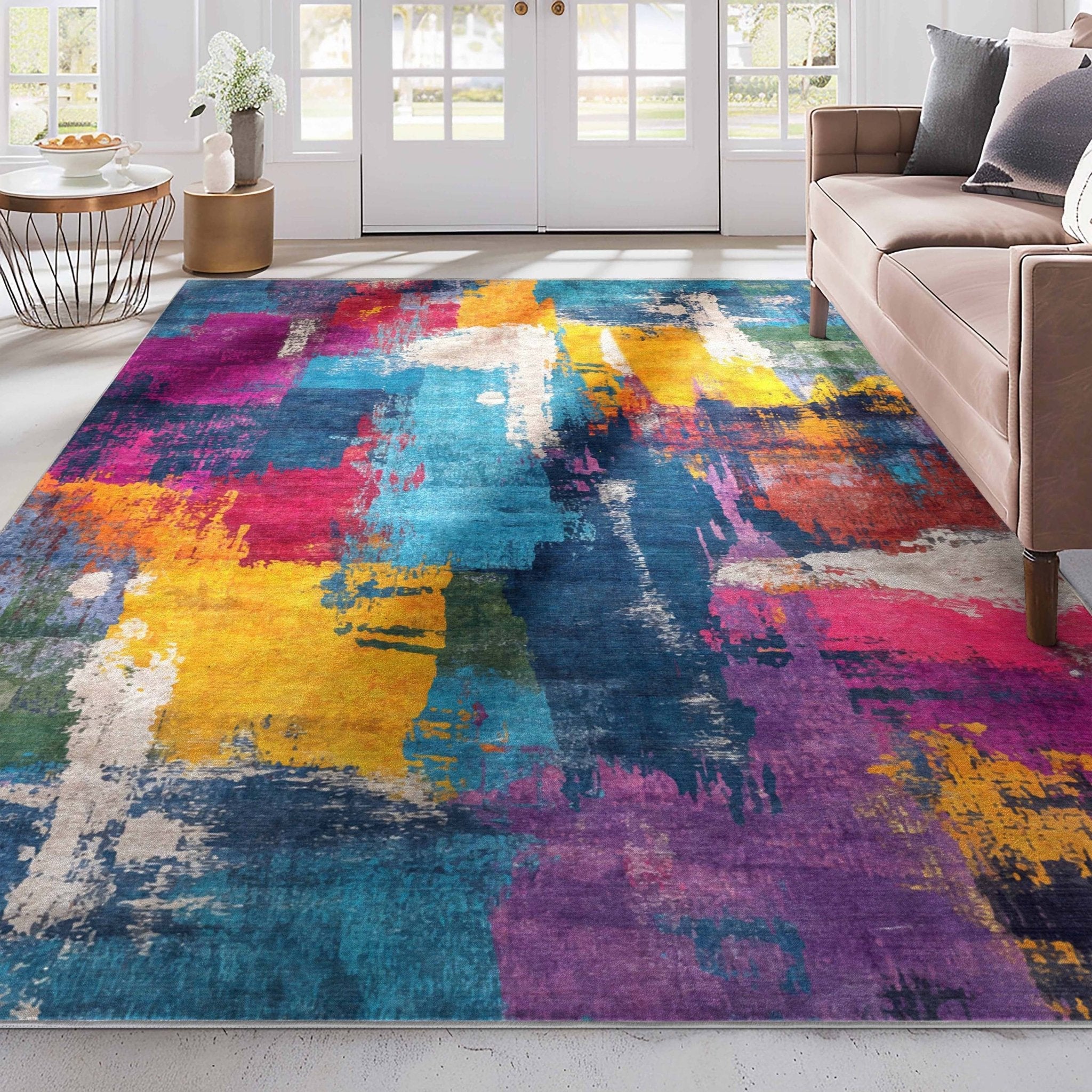 Apollo Marée Abstraite –  Abstract Marble Multicolor Rug Well Woven