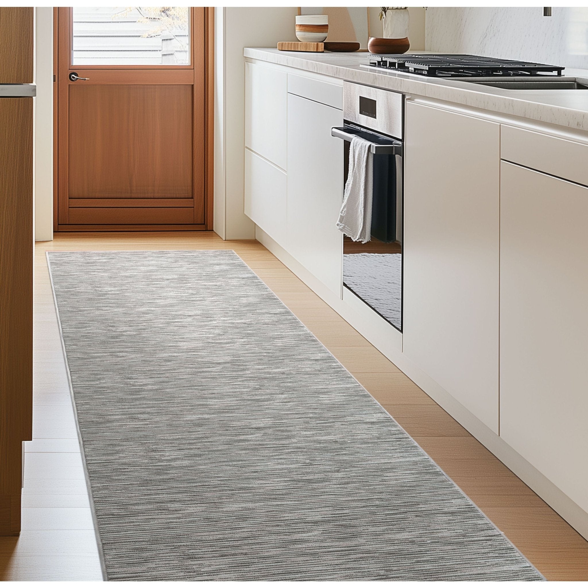 Custom Size Runner Modern Striations Almond Blush Choose Your Width x Choose Your Length Hallway Runner Rug Well Woven