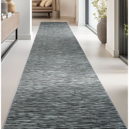 Custom Size Runner Striations Modern Striped Fogstone Pewter Choose Your Width x Choose Your Length Hallway Runner Rug Well Woven