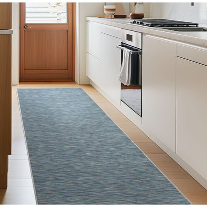 Custom Size Runner Striations Modern Striped Blue Fog Choose Your Width x Choose Your Length Hallway Runner Rug Well Woven