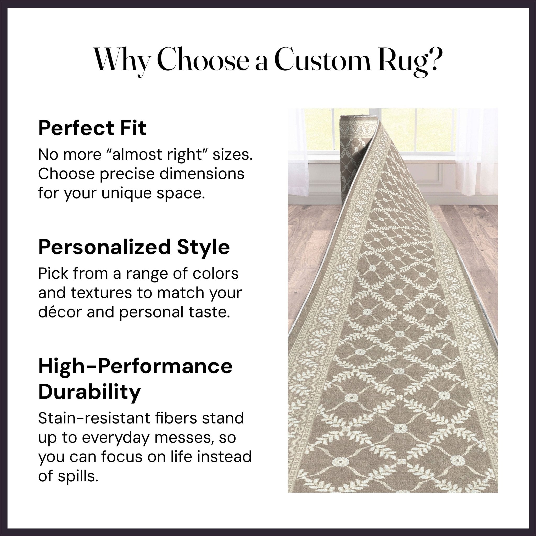 Custom Size Runner Regency Lattice Desert Drift Choose Your Width x Choose Your Length Hallway Runner Rug Well Woven