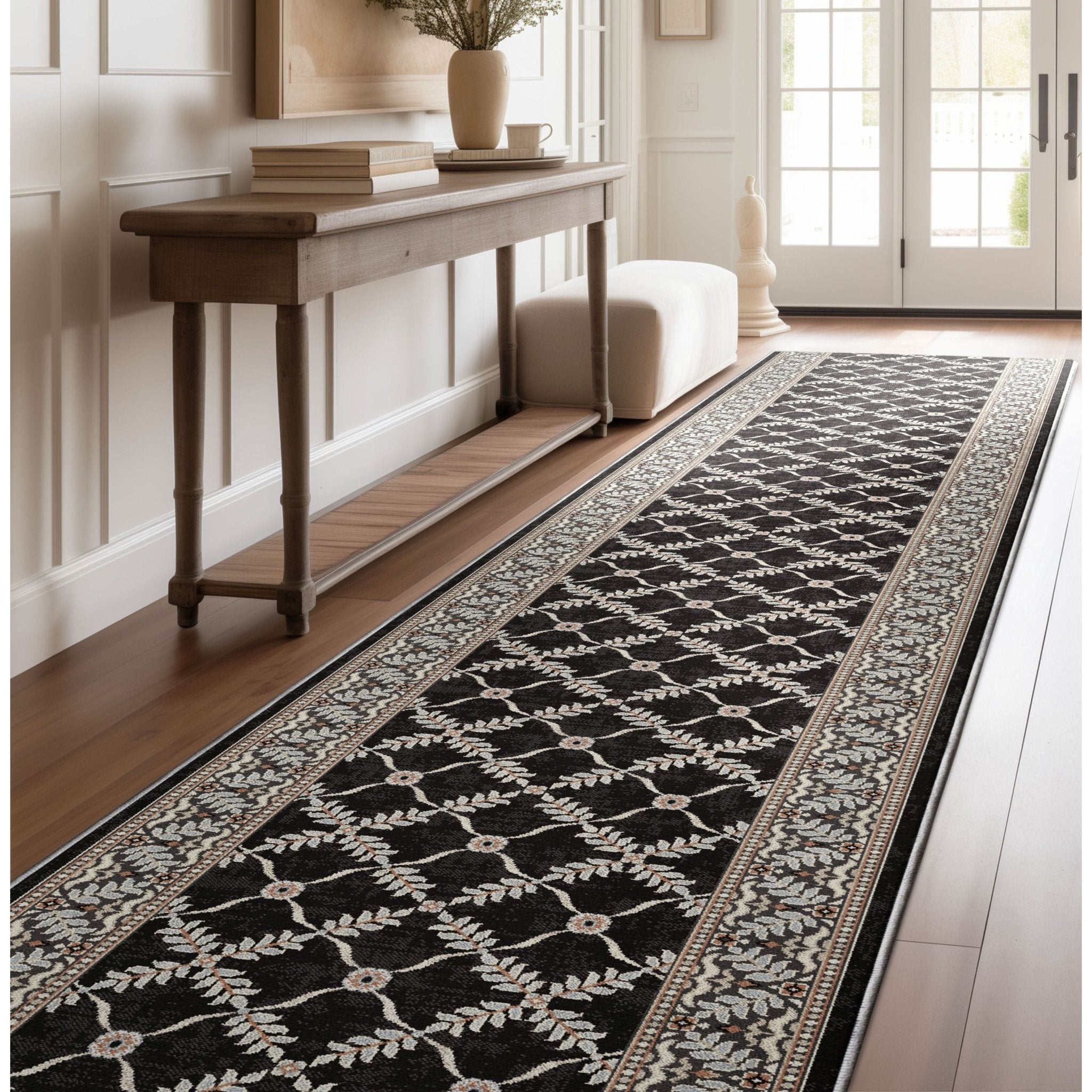Custom Size Runner Regency Lattice Midnight Ash Choose Your Width x Choose Your Length Hallway Runner Rug Well Woven