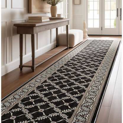 Custom Size Runner Regency Lattice Midnight Ash Choose Your Width x Choose Your Length Hallway Runner Rug Well Woven