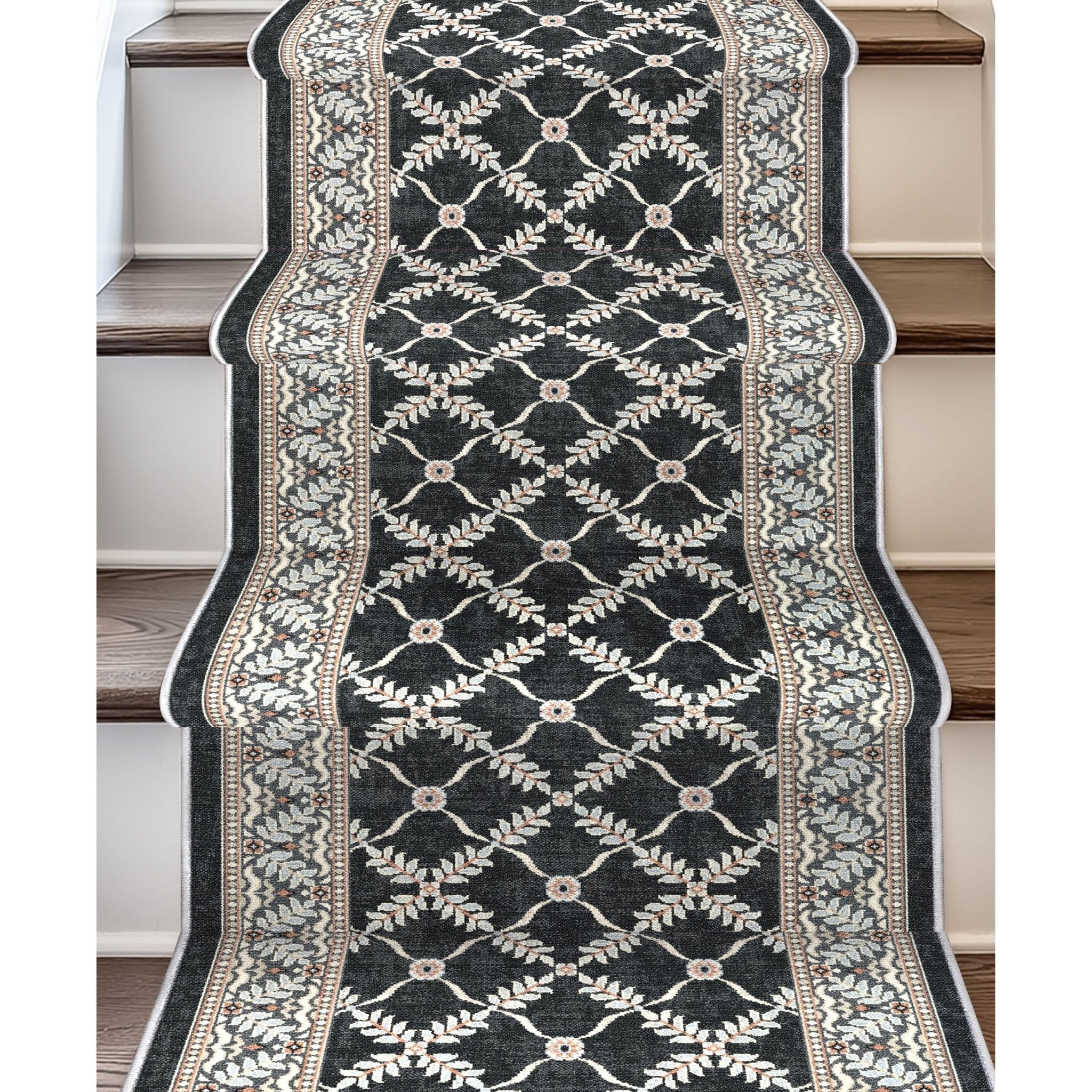 Custom Size Runner Regency Lattice Midnight Ash Choose Your Width x Choose Your Length Hallway Runner Rug Well Woven