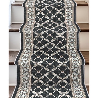 Custom Size Runner Regency Lattice Midnight Ash Choose Your Width x Choose Your Length Hallway Runner Rug Well Woven