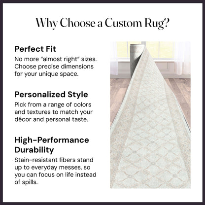 Custom Size Runner Regency Lattice Pearly Haven Choose Your Width x Choose Your Length Hallway Runner Rug Well Woven